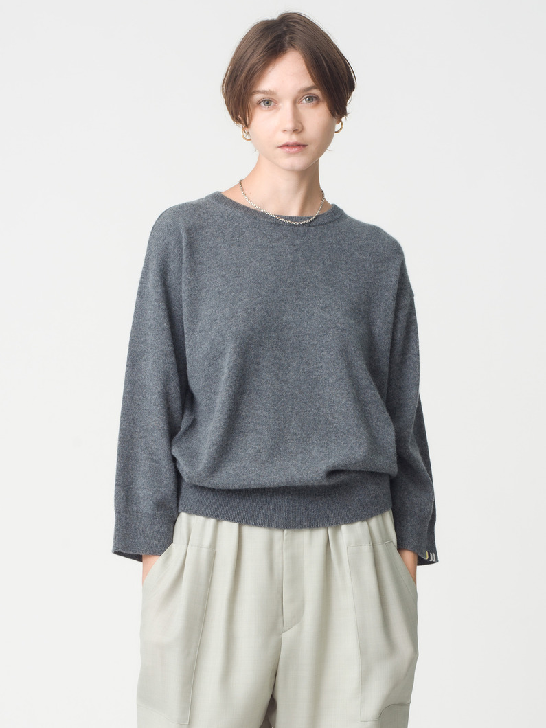 ジュエル クロップドスリーブ カシミア ニットトップ 詳細画像 gray 3