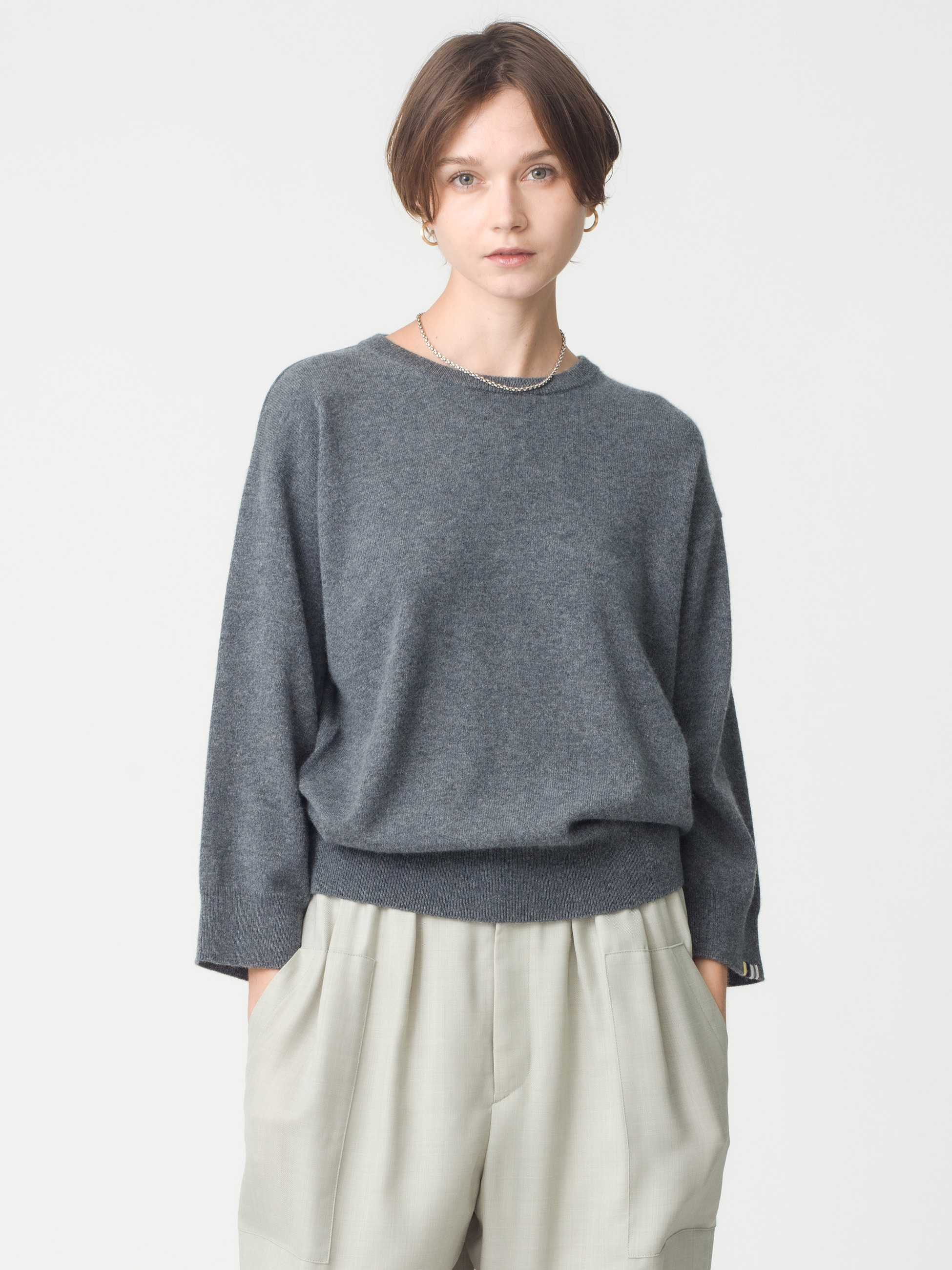 【近年モデル】RHC ロンハーマン カシミヤ クロップド 長袖ニット スウェット ジュエル クロップドスリーブ カシミア ニットトップ｜extreme