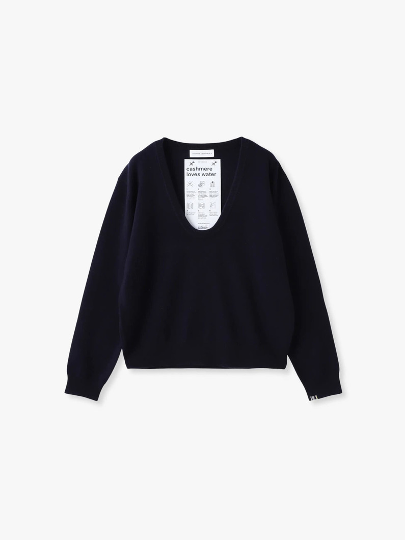 ジェイコブ スクープネック カシミア ニットトップ 詳細画像 navy