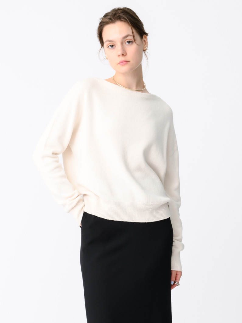 リサイクルコットン ボートネック ニットトップ 詳細画像 ivory