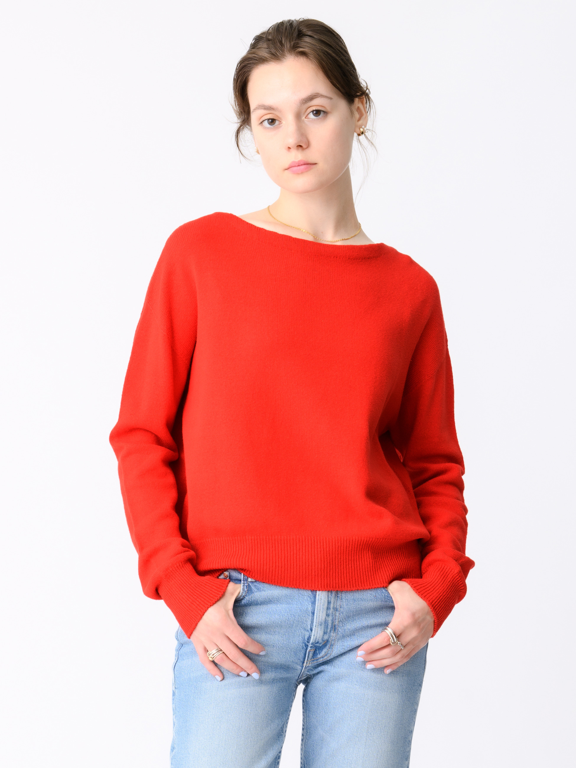 【新品未使用品】Ron Herman ロンハーマン　ボートネックTOPS リサイクルコットン ボートネック ニットトップ｜Ron Herman