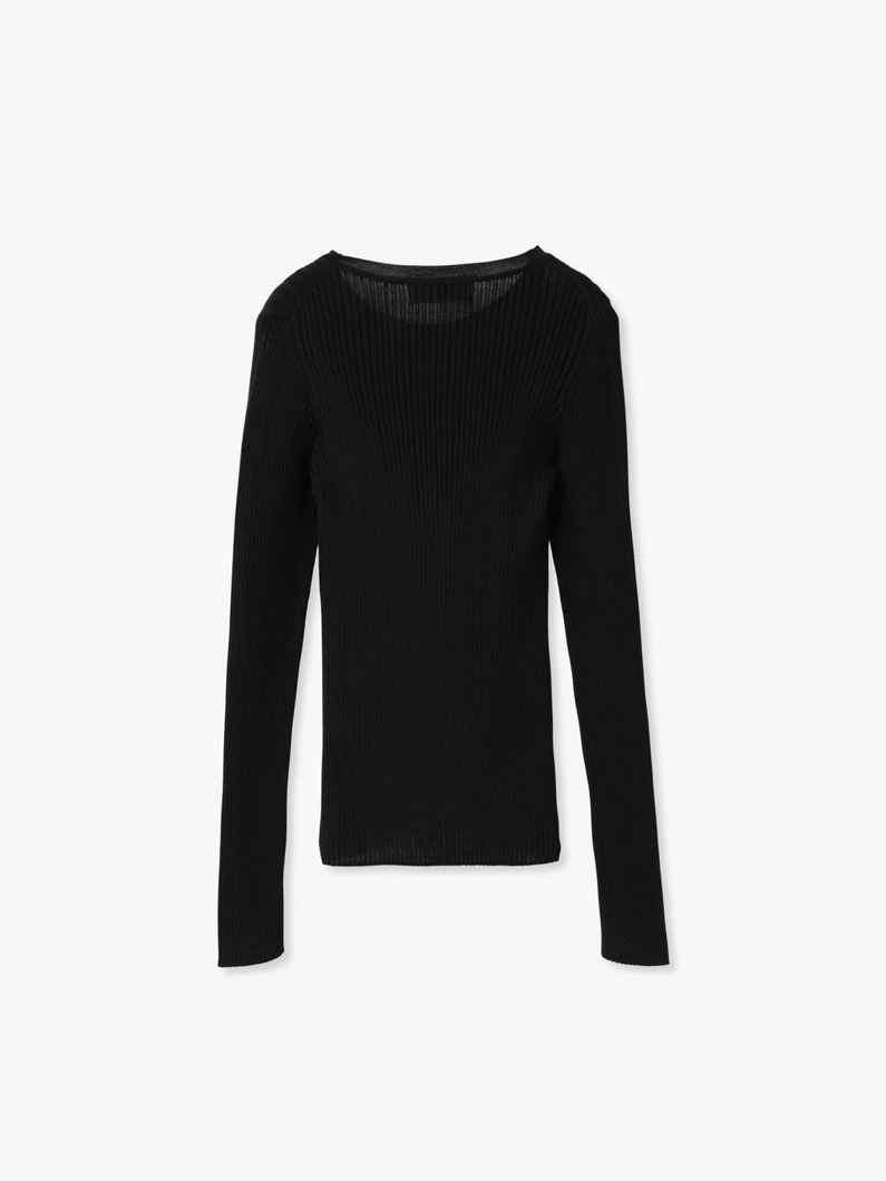 ウール シアーリブニットトップ（ブラック）｜ebure(エブール