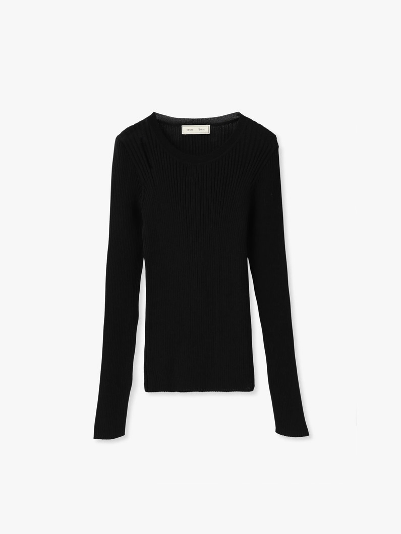ウール シアーリブニットトップ（ブラック） 詳細画像 black 3