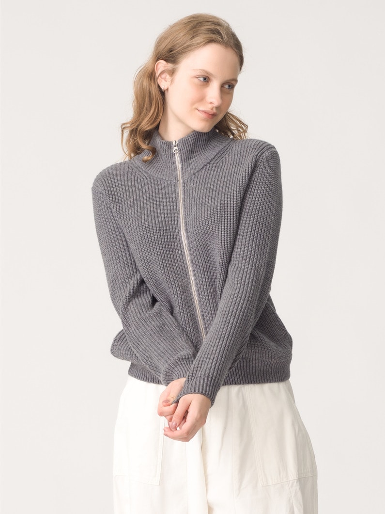 オークリー ニット ジップカーディガン（ライトブルー/チャコールグレー/オートミール） 詳細画像 charcoal gray 1