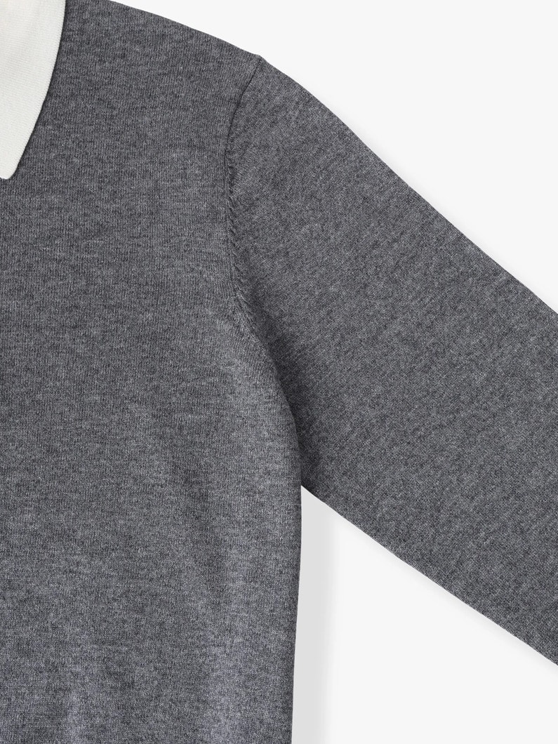 ミレイ ポロ ニットプルオーバー（チャコールグレー/ライトブルー/オートミール） 詳細画像 oatmeal 2