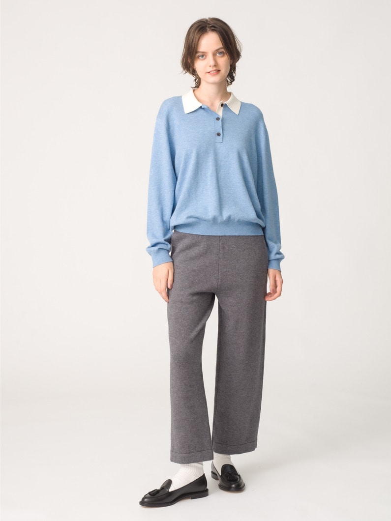 ミレイ ポロ ニットプルオーバー（チャコールグレー/ライトブルー/オートミール） 詳細画像 light blue 2