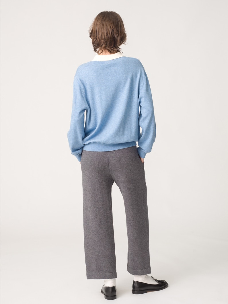 ミレイ ポロ ニットプルオーバー（チャコールグレー/ライトブルー/オートミール） 詳細画像 light blue 3