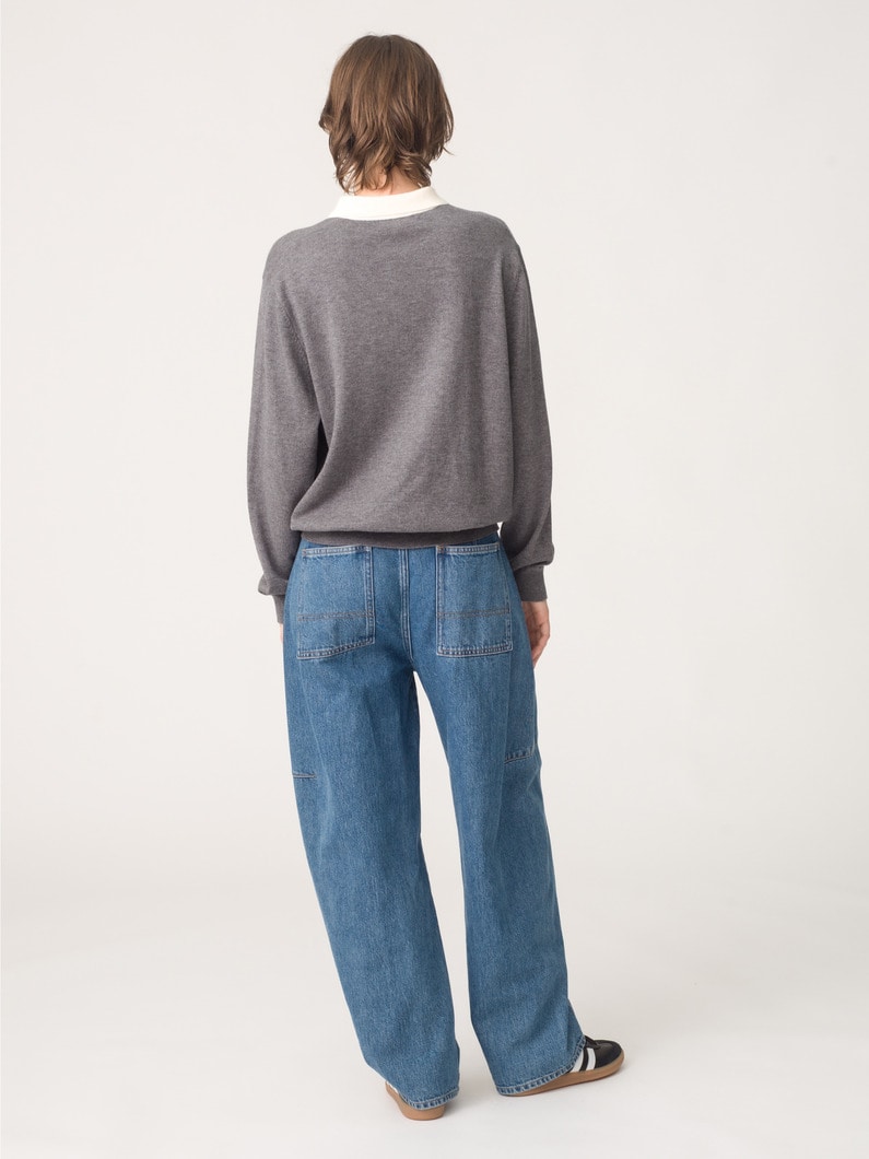 ミレイ ポロ ニットプルオーバー（チャコールグレー/ライトブルー/オートミール） 詳細画像 charcoal gray 4