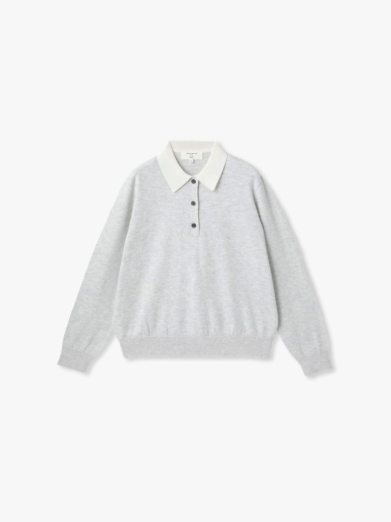 ミレイ ポロ ニットプルオーバー（チャコールグレー/ライトブルー/オートミール） 詳細画像 oatmeal 3