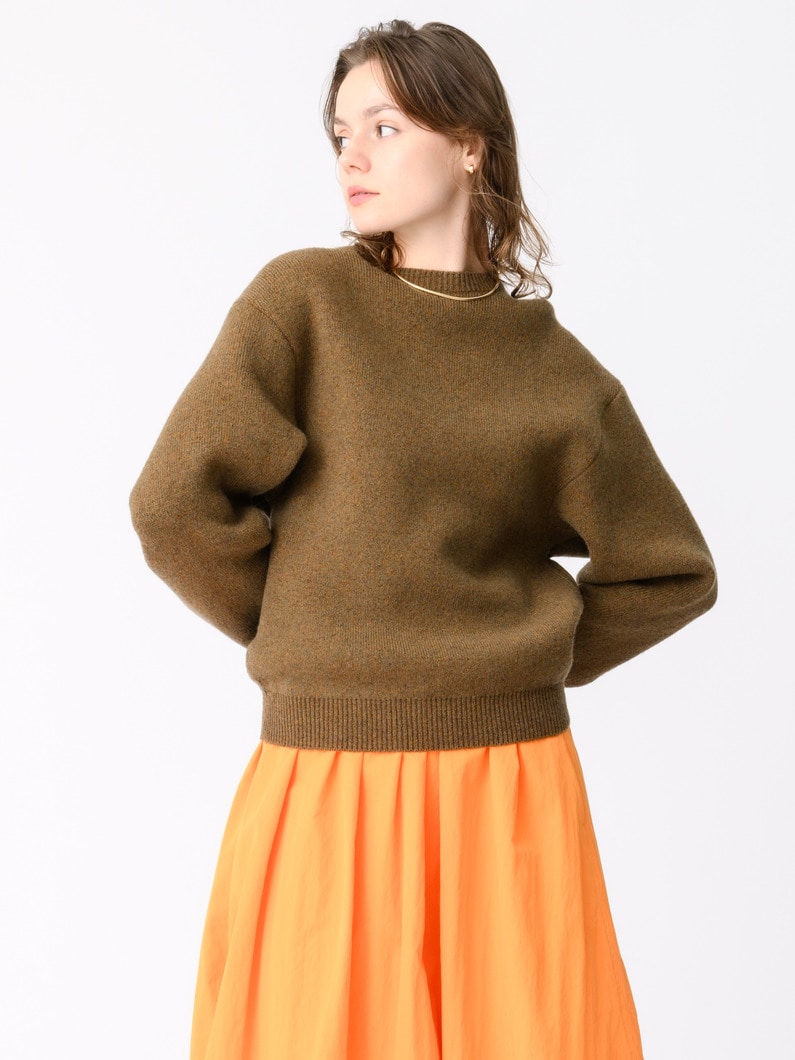 イタリアンヤーン アイリッシュカシミア ニットプルオーバー（ネイビー/ブラウン） 詳細画像 brown 1