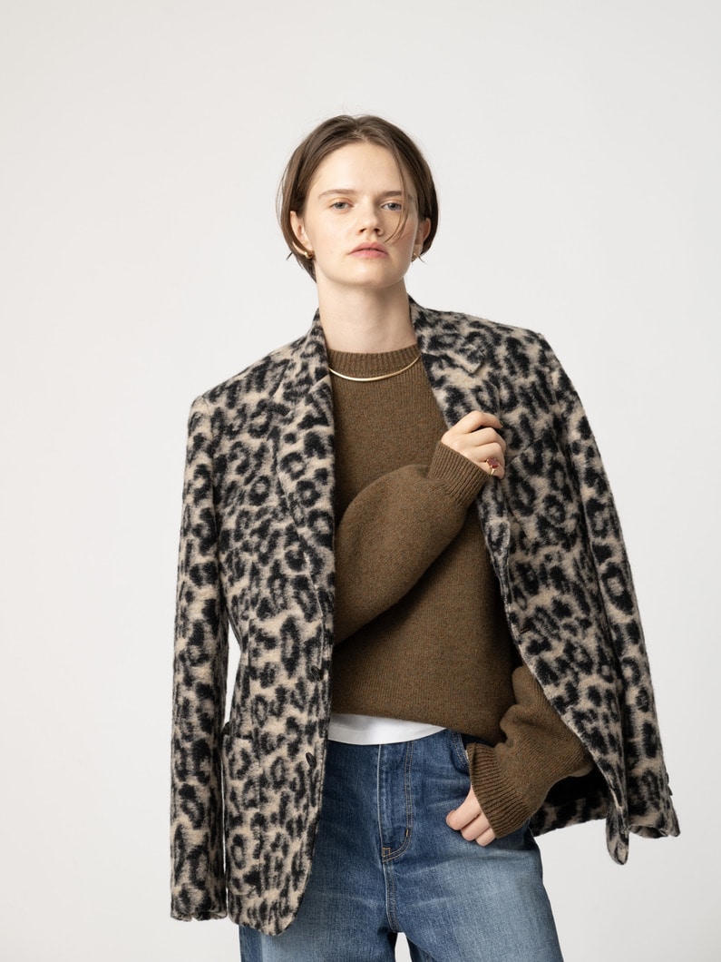 イタリアンヤーン アイリッシュカシミア ニットプルオーバー（ネイビー/ブラウン） 詳細画像 brown 4