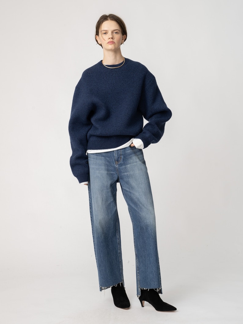 イタリアンヤーン アイリッシュカシミア ニットプルオーバー（ネイビー/ブラウン） 詳細画像 navy 2