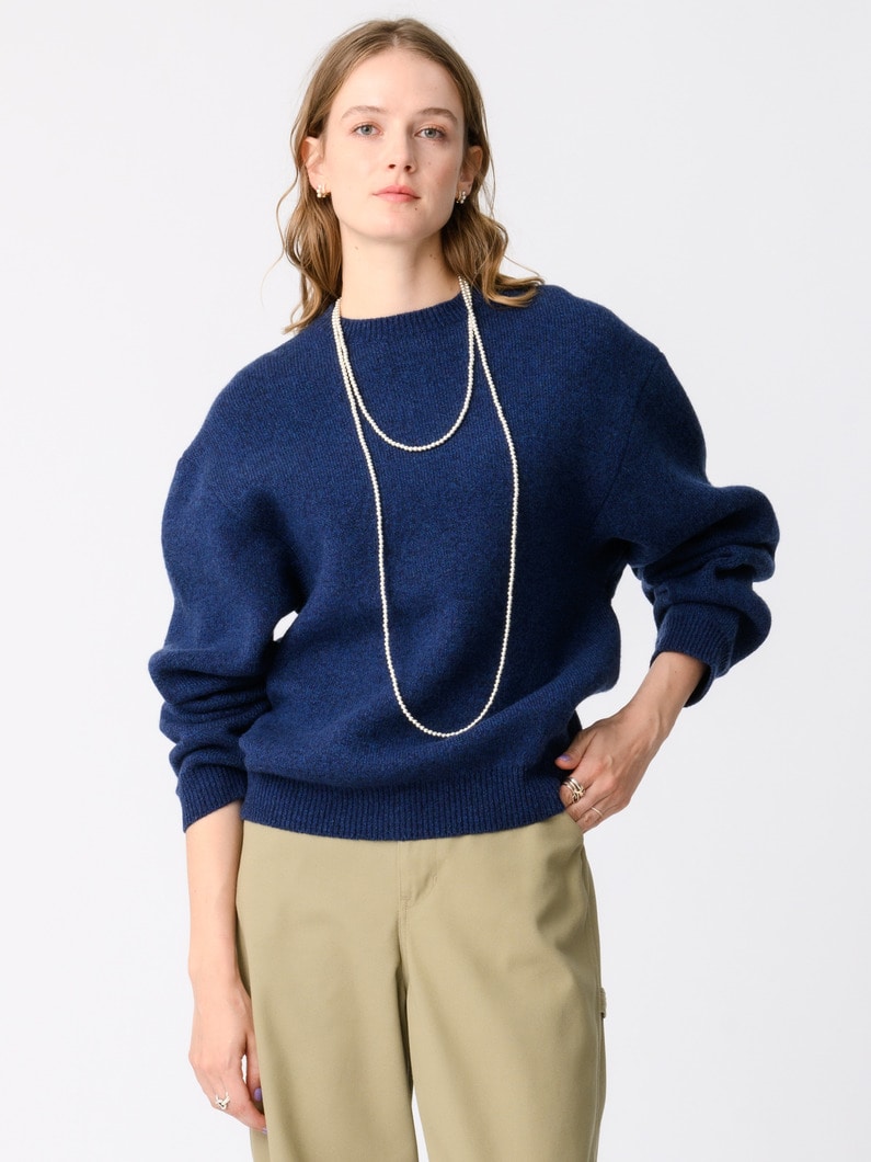 イタリアンヤーン アイリッシュカシミア ニットプルオーバー（ネイビー/ブラウン） 詳細画像 navy 3