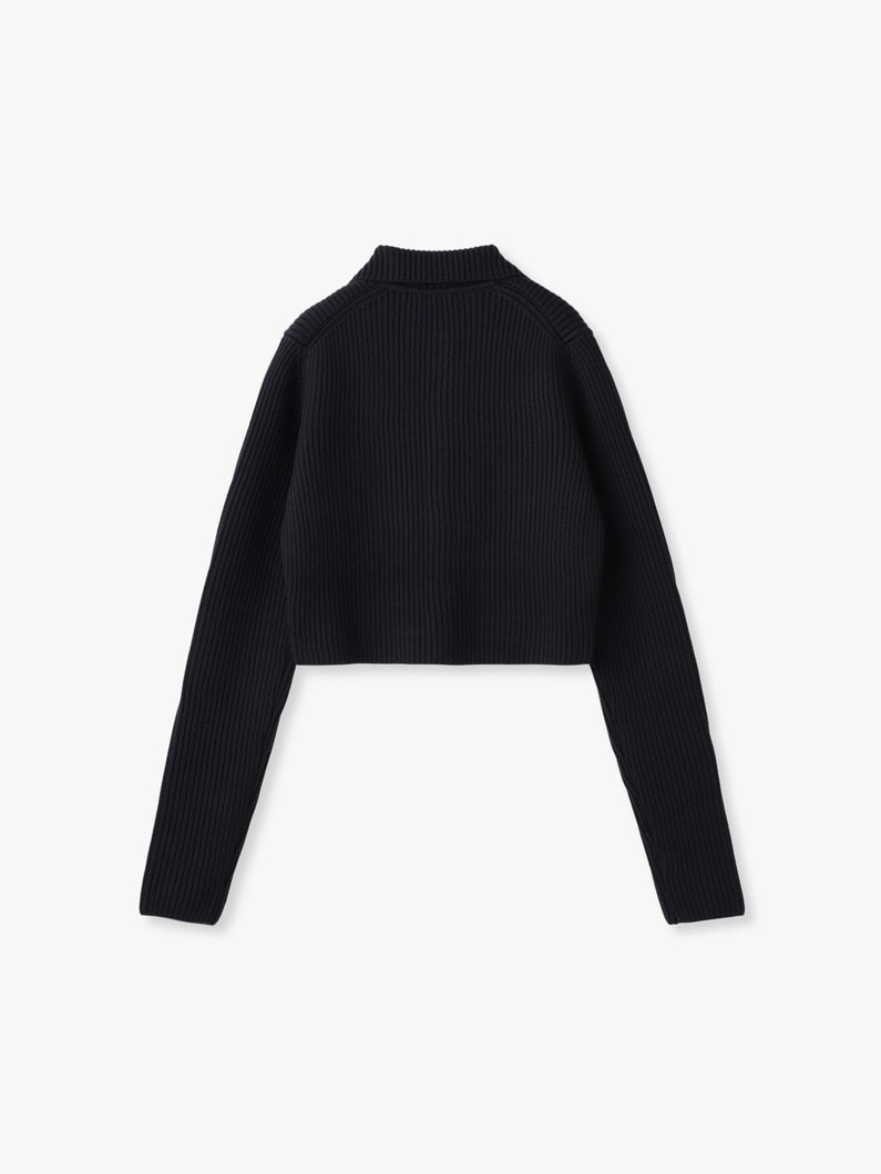 スーパーファインウール ソフトリブ ニット クロップド カーディガン  詳細画像 green 1