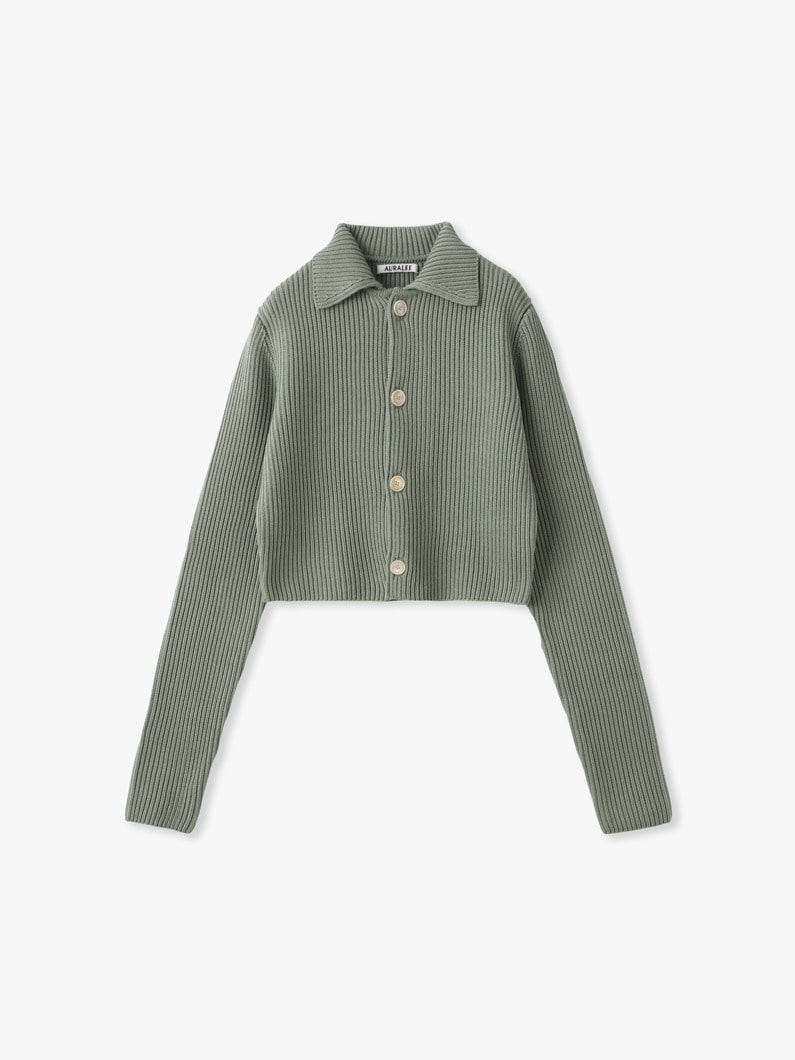 スーパーファインウール ソフトリブ ニット クロップド カーディガン  詳細画像 green 1