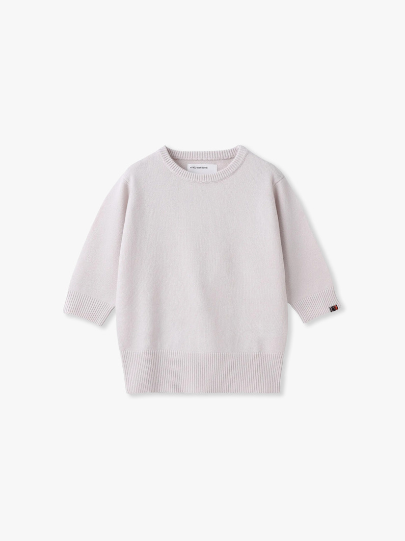 ウェルラム カシミア ニットトップ（ホワイト/ライトピンク/ダークオレンジ） 詳細画像 white 3