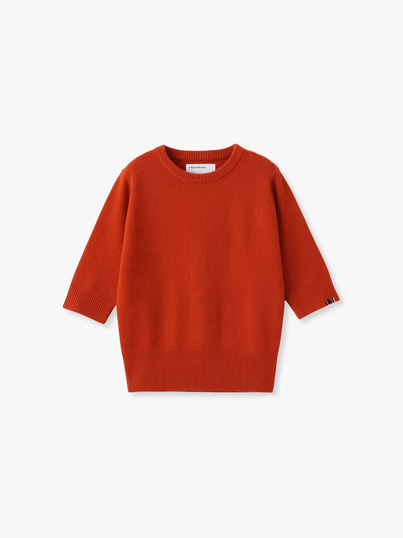 ウェルラム カシミア ニットトップ（ホワイト/ライトピンク/ダークオレンジ） 詳細画像 dark orange
