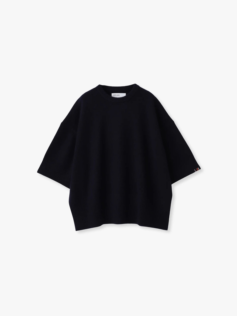 サッシ― カシミア ニットトップ（ホワイト/ライトピンク/ダークオレンジ/ネイビー/グレー） 詳細画像 navy