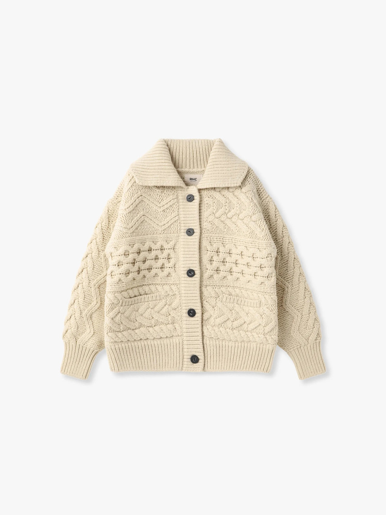 ミックスケーブル ニットカーディガン 詳細画像 light beige
