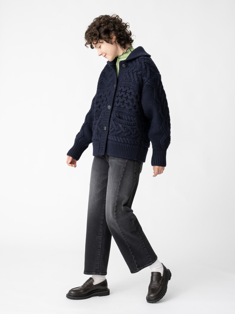 ミックスケーブル ニットカーディガン 詳細画像 navy 2