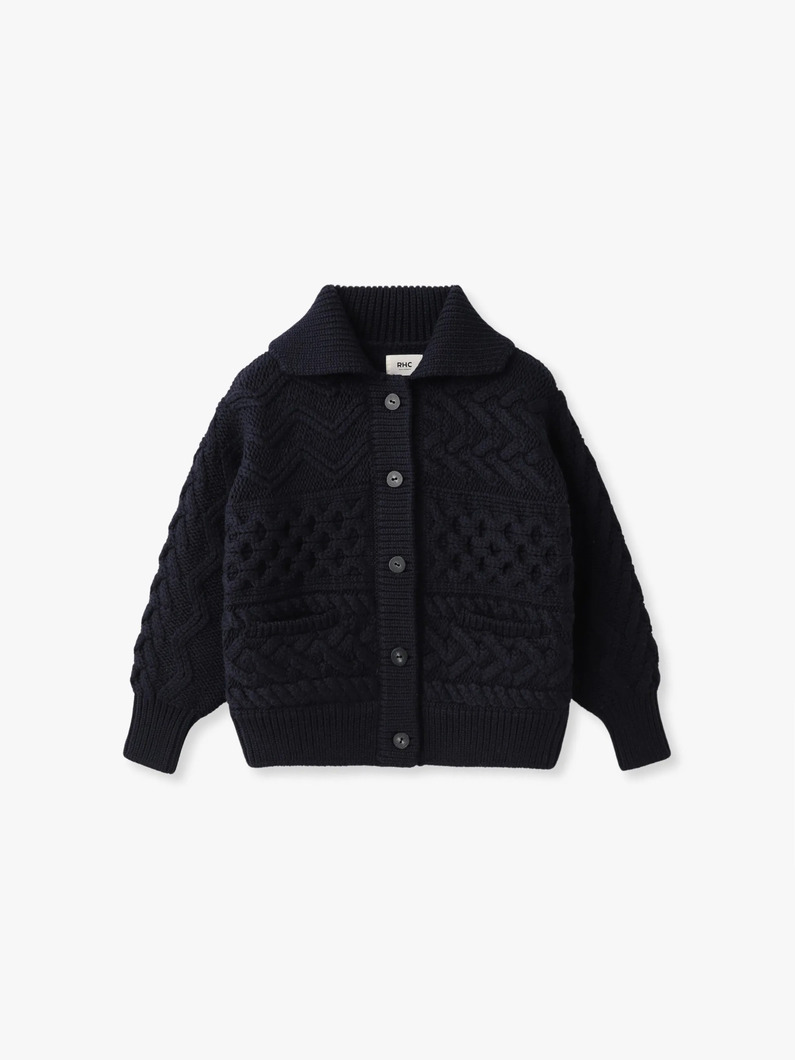 ミックスケーブル ニットカーディガン 詳細画像 navy 3