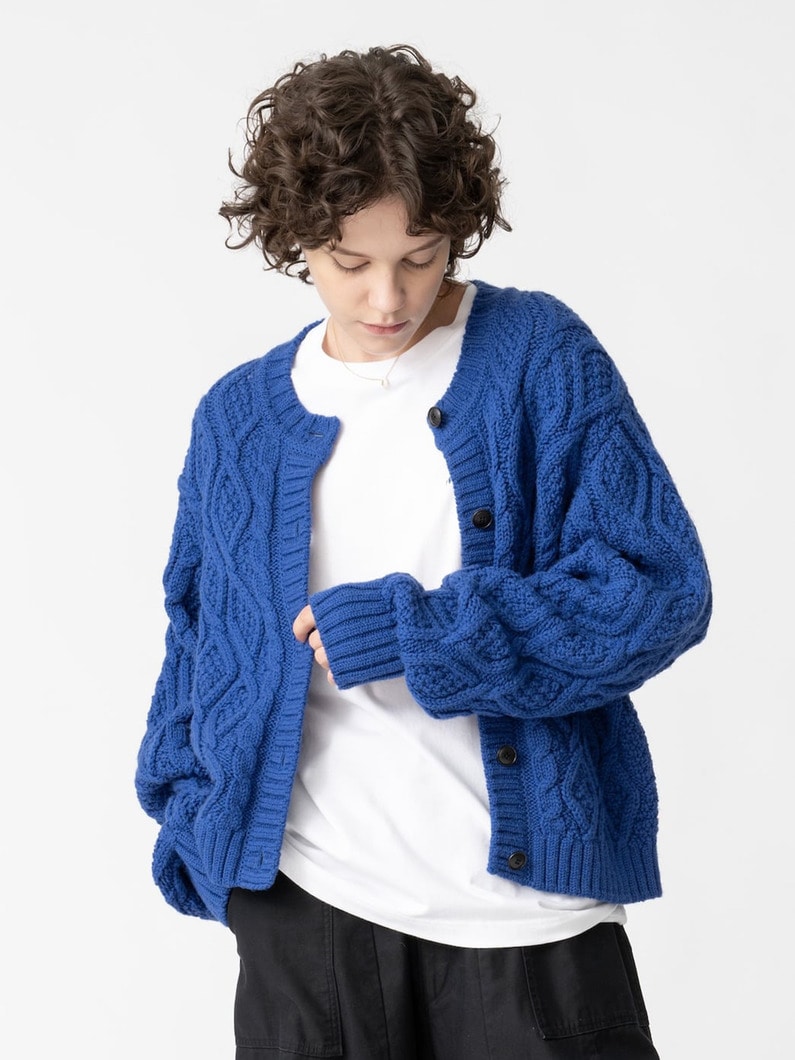 ケーブル ニットカーディガン 詳細画像 blue