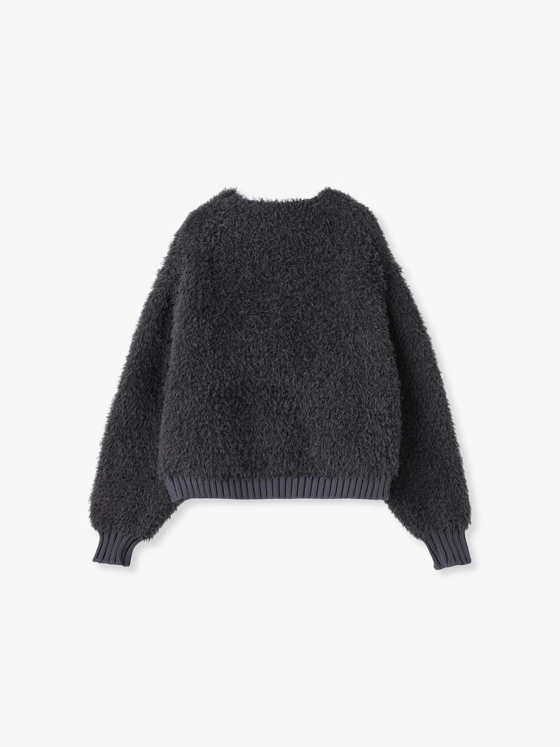 ファーモール ニットカーディガン（チャコールグレー/ベージュ） 詳細画像 charcoal gray 1