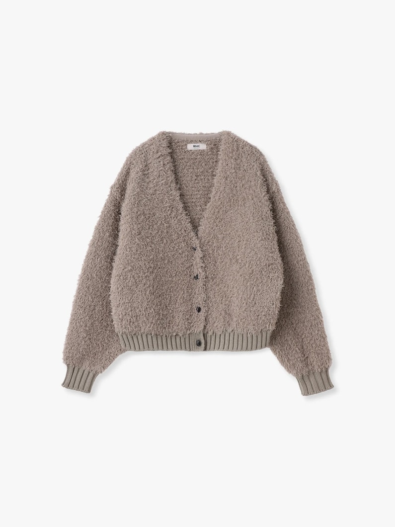 ファーモール ニットカーディガン（チャコールグレー/ベージュ） 詳細画像 beige 4