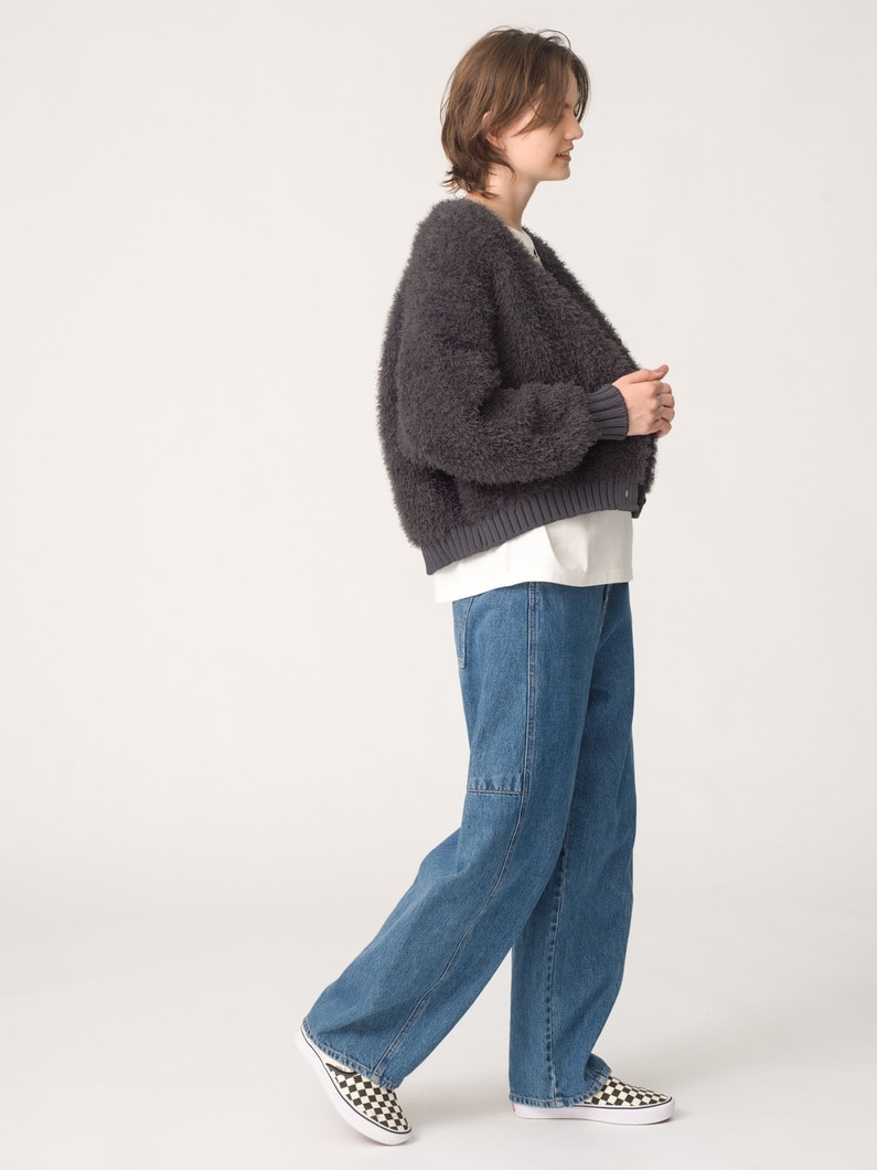 ファーモール ニットカーディガン（チャコールグレー/ベージュ） 詳細画像 charcoal gray 2