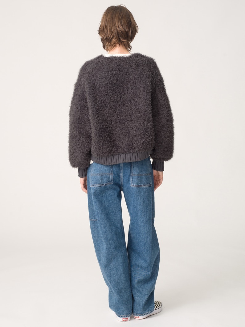 ファーモール ニットカーディガン（チャコールグレー/ベージュ） 詳細画像 charcoal gray 3