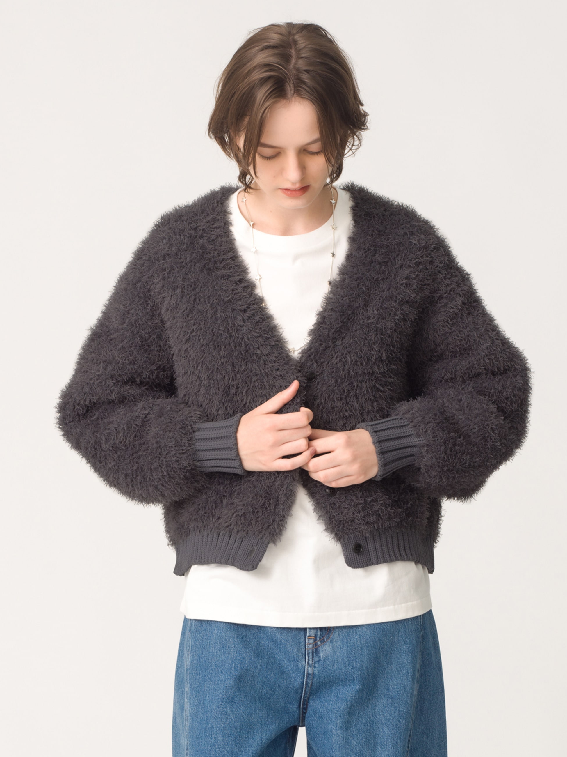 Ron Herman 24SS リブニット カーディガン グレージュ Lサイズ Ron Herman 24SS リブニット カーディガン グレージュ Lサイズ