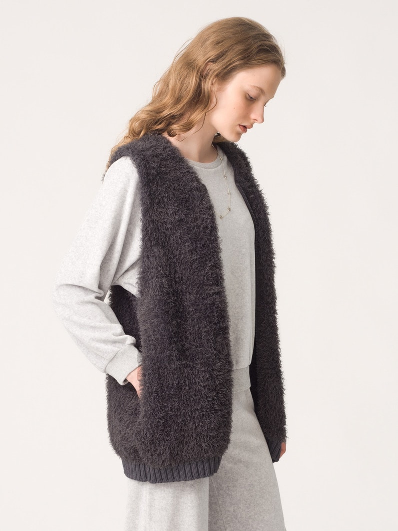 ファーモール ベスト（チャコールグレー/ベージュ） 詳細画像 charcoal gray