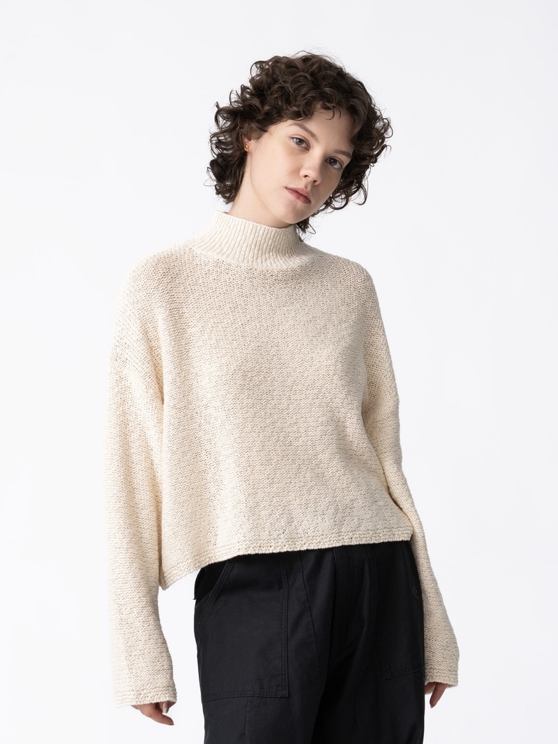 スラブ ヤーン ニットプルオーバー（アイボリー/インディゴ） 詳細画像 ivory