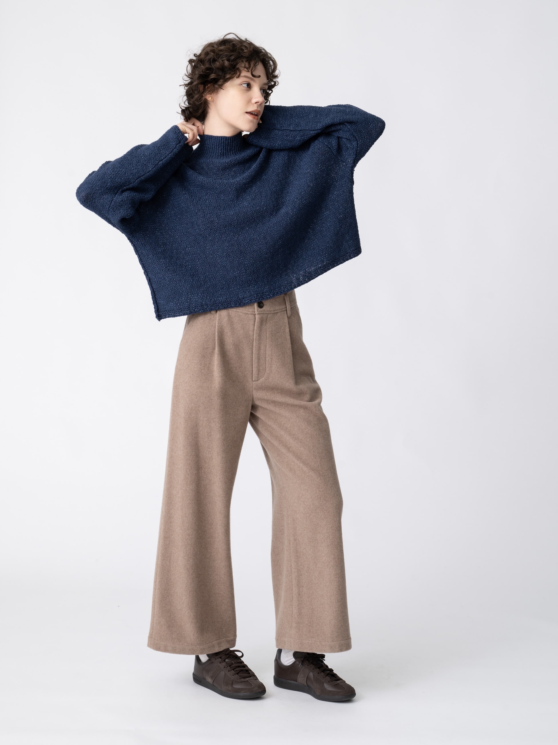 新品未使用！ロンハーマン別注 HERILL ラミーニット エコウール ニットトップ（ネイビー/ライトベージュ/ピンク）｜Ron