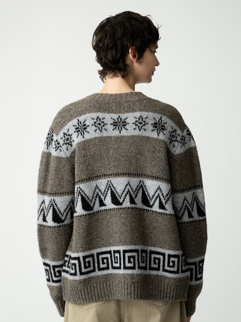 ジャガード ニット カーディガン 詳細画像 brown 3