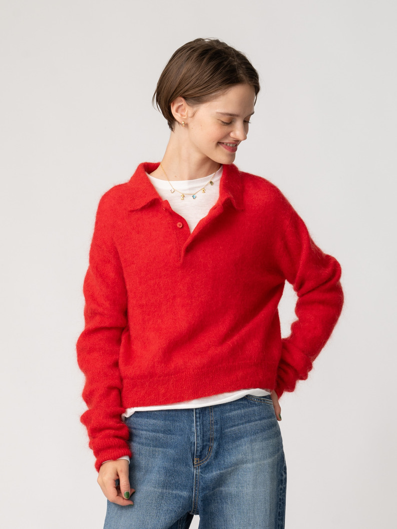 モヘア ポロ ニットトップ 詳細画像 red 1
