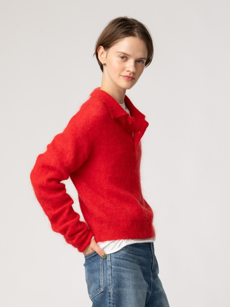 モヘア ポロ ニットトップ 詳細画像 red 2