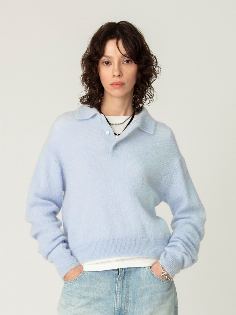 モヘア ポロ ニットトップ 詳細画像 light blue