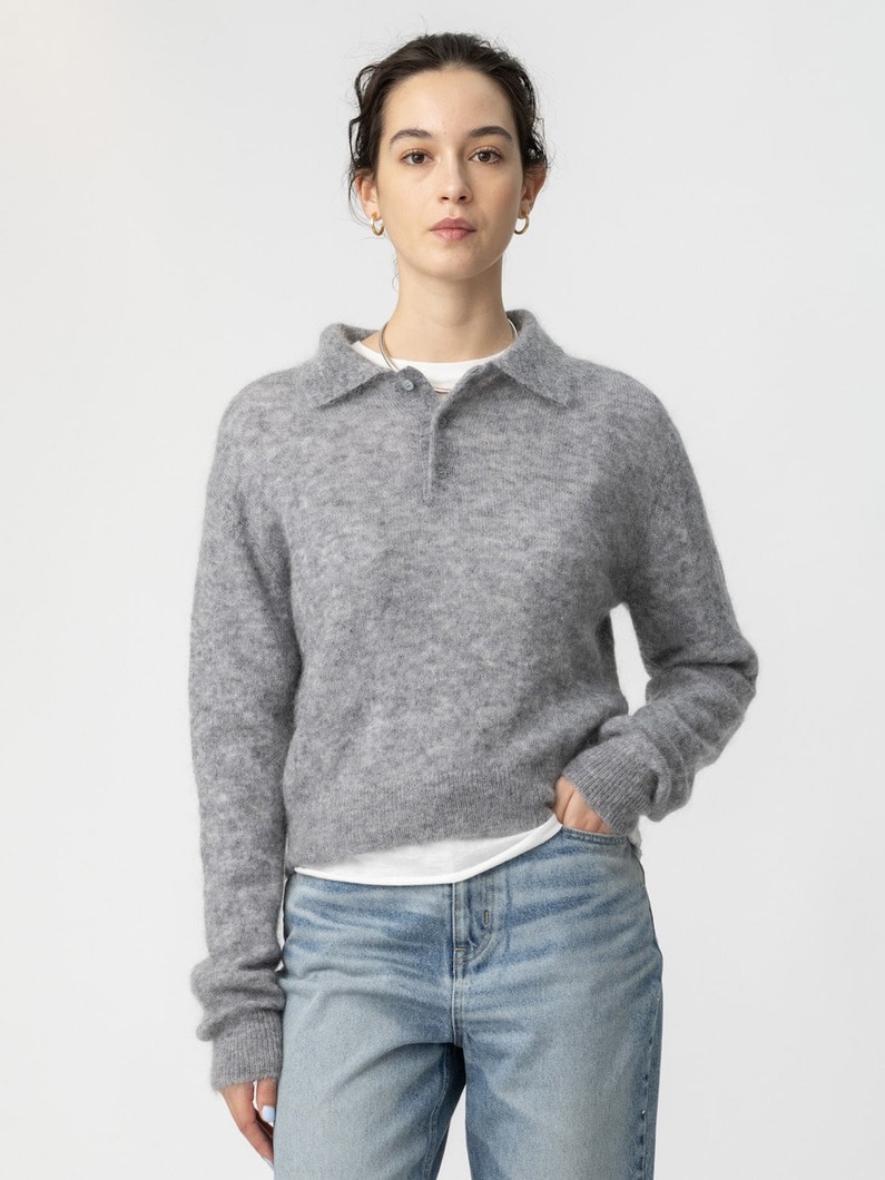 モヘア ポロ ニットトップ 詳細画像 gray