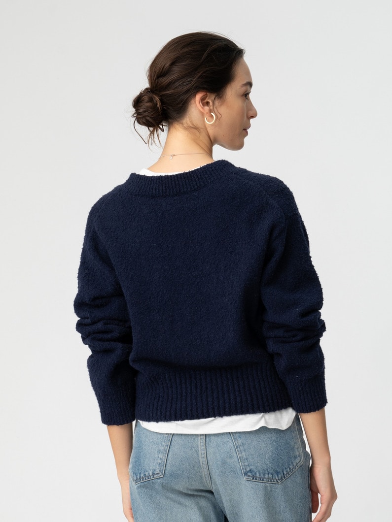 ウォーム コットン Vネック ニット プルオーバー 詳細画像 navy 2