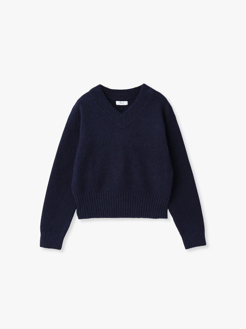 ウォーム コットン Vネック ニット プルオーバー 詳細画像 navy 3