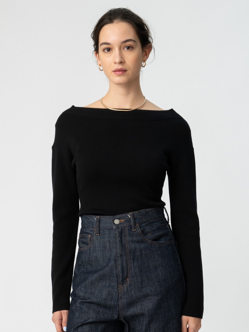 スムース ニット ボートネック プルオーバー 詳細画像 black