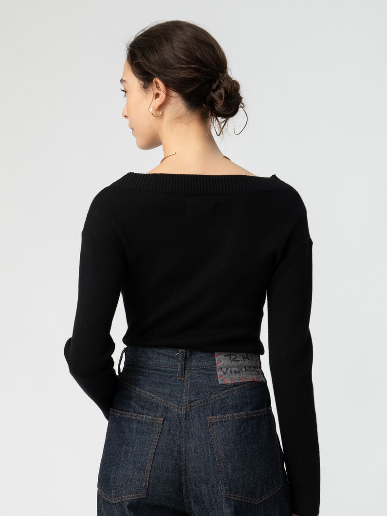 スムース ニット ボートネック プルオーバー 詳細画像 black 2