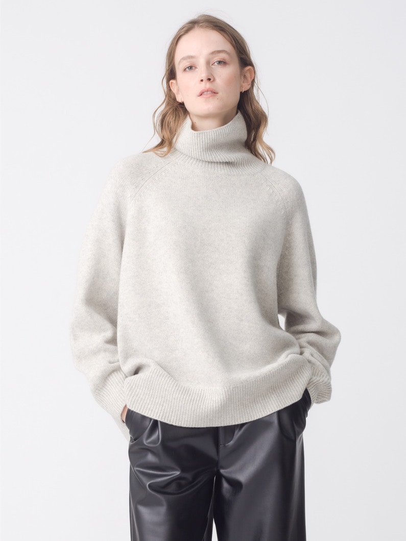 ミドルゲージ カシミア タートルネックプルオーバー（ライトグレー） 詳細画像 light gray 1