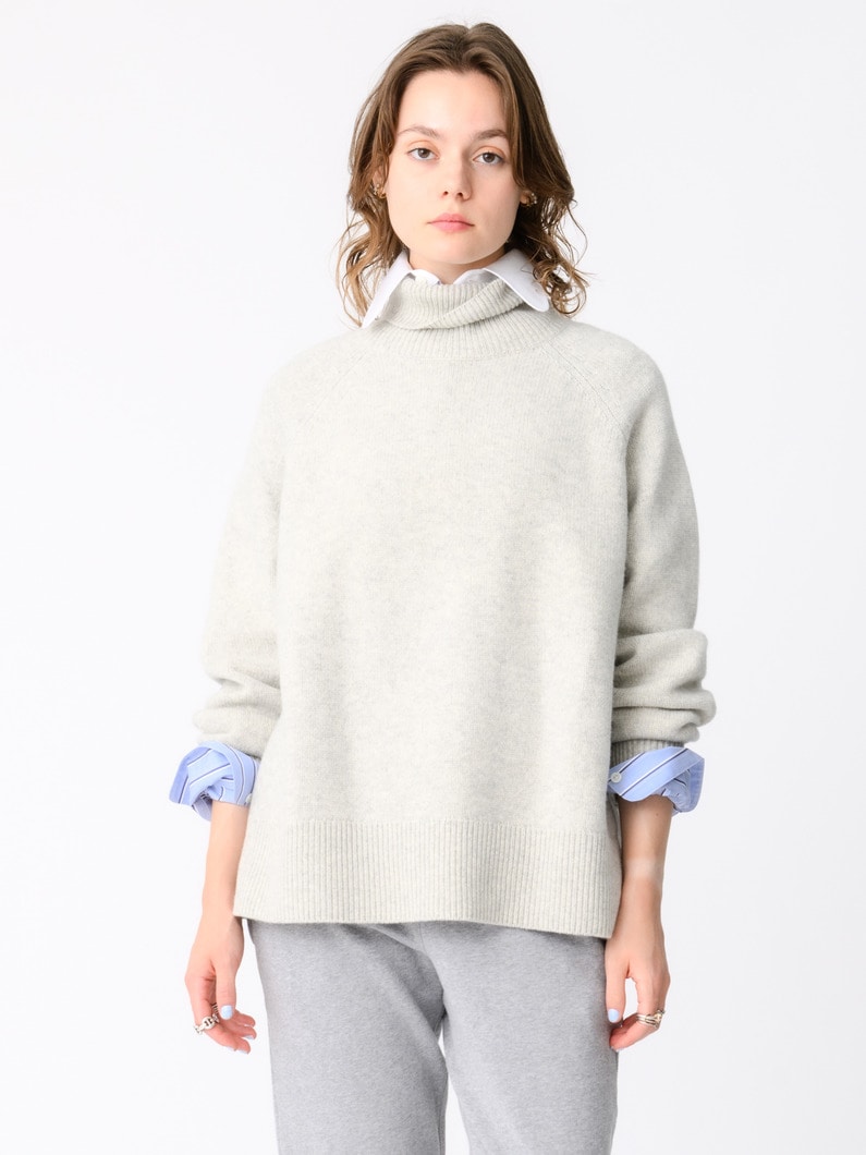 ミドルゲージ カシミア タートルネックプルオーバー（ライトグレー） 詳細画像 light gray 3