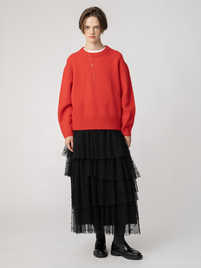 ミドルゲージ カシミア ニット プルオーバー 詳細画像 red 2