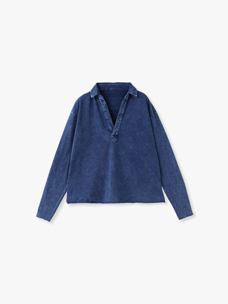 クロップド コットン Vネックプルオーバー 詳細画像 indigo 1