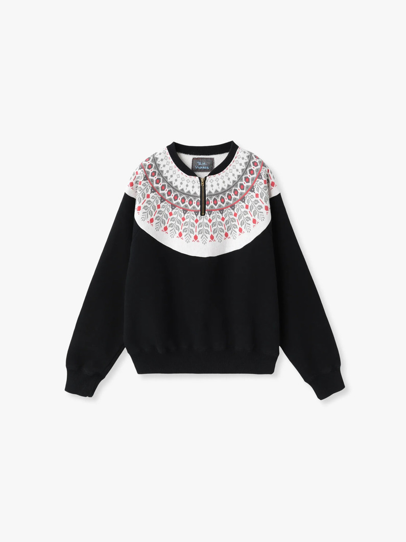 スノーフレーク ハーフジップ スウェットトップ（ブラック） 詳細画像 black 3