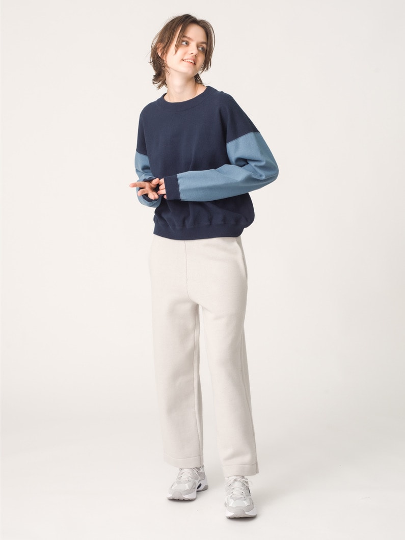 バイカラー スウェットシャツ（チャコールグレー/ブルー） 詳細画像 navy 2