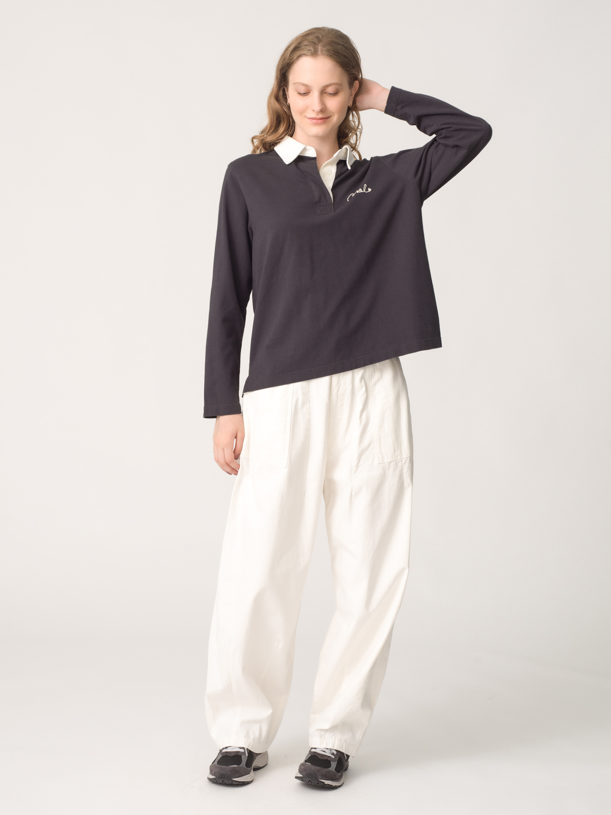 ラガーシャツ（チャコールグレー/イエロー）｜RHC(アールエイチ